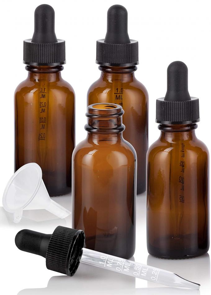 Wadah Kosmetik Kaca Amber Skala Lulus Botol Penetes 0,7oz 30ml Dengan Pipet 3