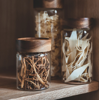 Empty Dustproof Transparent Glass Jars With Lids Eco Friendly 580ml 500pcs