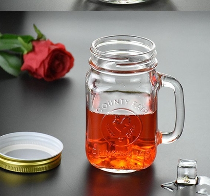 ISO14001 Glass Storage Bottles Crackproof Country Fair Mason Jar Mugs 5.25in
