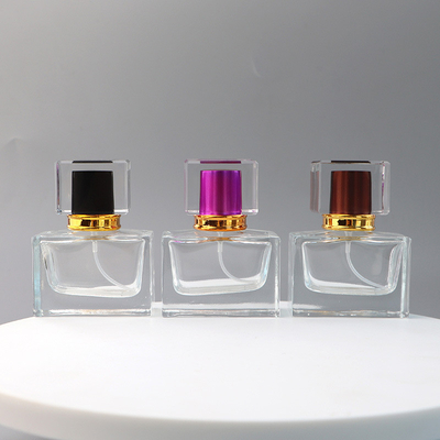 Anodized Pump 30ml Perfume Glass Bottle SGS Square Luxury Cosmetic Containers