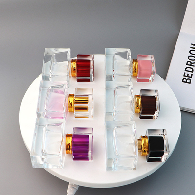 Anodized Pump 30ml Perfume Glass Bottle SGS Square Luxury Cosmetic Containers