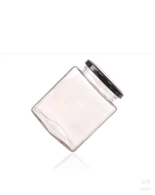 Square Glass Storage Bottles 750ml 26.5oz Spice Jars With Black Lids