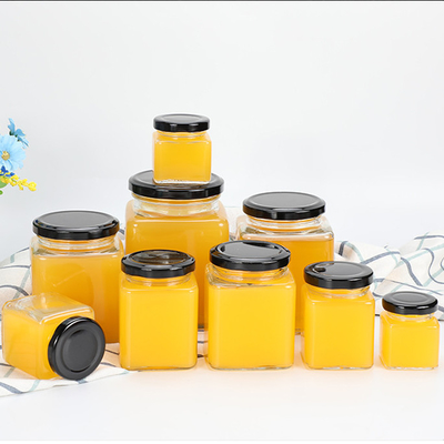 Square Glass Storage Bottles 750ml 26.5oz Spice Jars With Black Lids