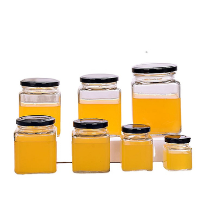 Square Glass Storage Bottles 750ml 26.5oz Spice Jars With Black Lids