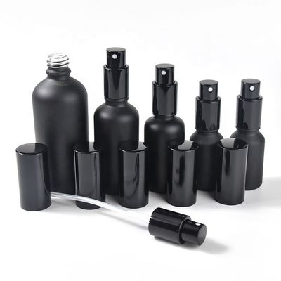 22mm Dia Glass Cosmetic Containers Matte Black Perfume Glass Bottle H82mm