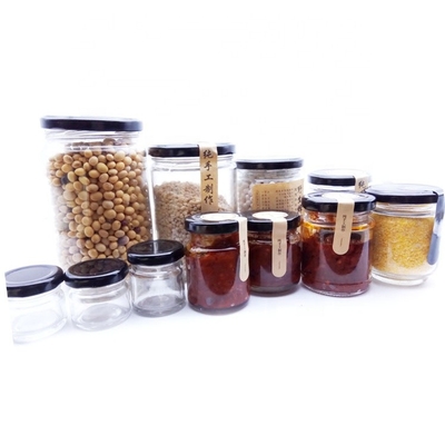Eco 25ml 50ml Jam Glass Preserve Jars Clear Glass Canisters With Black Lids