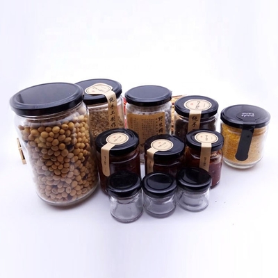 Eco 25ml 50ml Jam Glass Preserve Jars Clear Glass Canisters With Black Lids