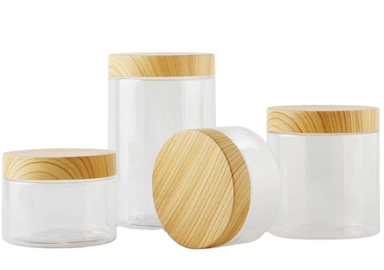 Good price Jar Penyimpanan Plastik Bening Kosmetik Isi Ulang Kosong Dengan Tutup Bambu on line