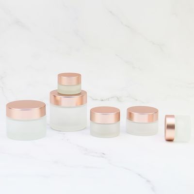 Good price Perawatan Kulit Guci Kaca Kosmetik Buram Bening Merah Muda Dengan Tutup Emas Mawar 5g 10g 30g 50g on line