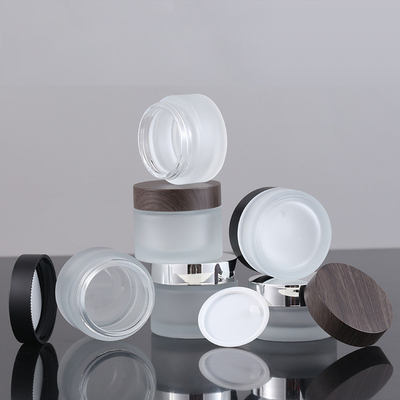 Clear Frosted Skincare Transparent Glass Jars Cosmetic 30ml 50ml 50g