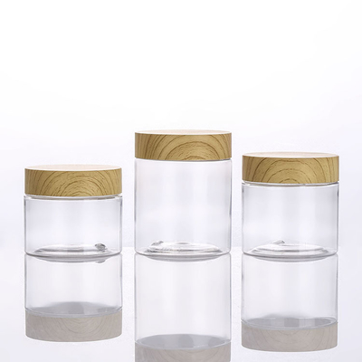 Clear PET Plastic Jar 80ml 100ml 120ml 150ml 200ml 250ml With Bamboo Lid