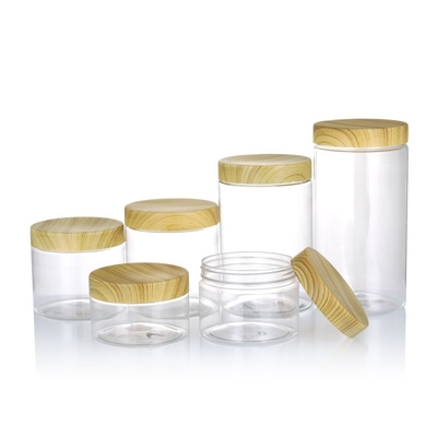 Clear PET Plastic Jar 80ml 100ml 120ml 150ml 200ml 250ml With Bamboo Lid