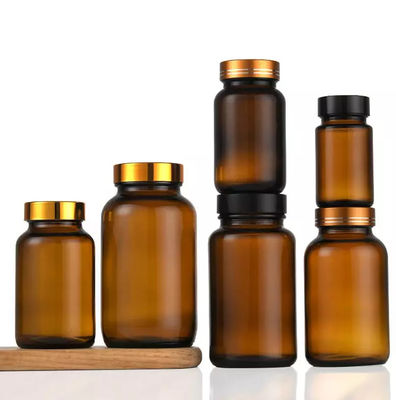 Good price 300ml Vitamin 150ml Amber Round Glass Bottle 250ml Untuk Tablet Pill Capsule on line