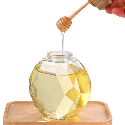 Good price H11.7cm Diamond Shape Honey Jar 500ml Amber Glass Jar Tutup Kayu on line