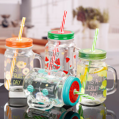 Good price 16Oz 8 Oz Mulut Lebar Mason Jars Botol Kaca Pint Jerami Tahan Retak on line